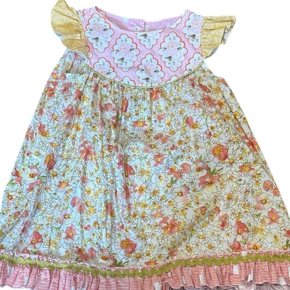 Matilda Jane Platinum Marisol Flutter Dress Size 6 Floral Ruffle Rare